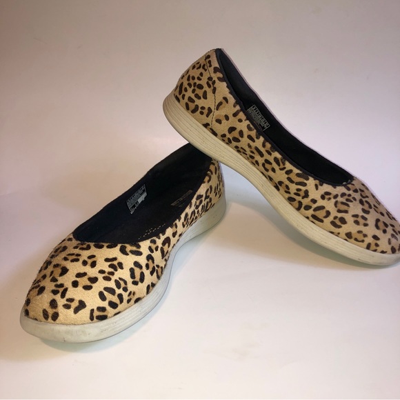 Sz 8 Skechers On the Go Capri Leopard Calfhair Ballet Flat Slip Ons - Picture 6 of 15